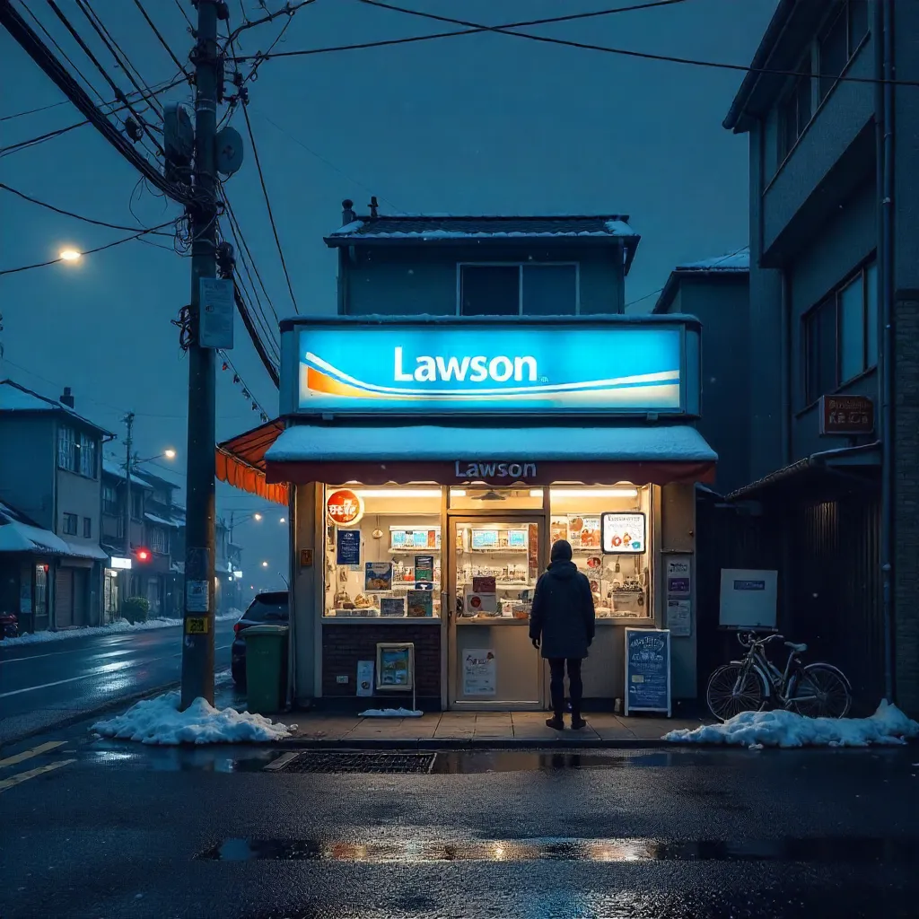 Snowlit Eiheiji Lawson at a Serene Night