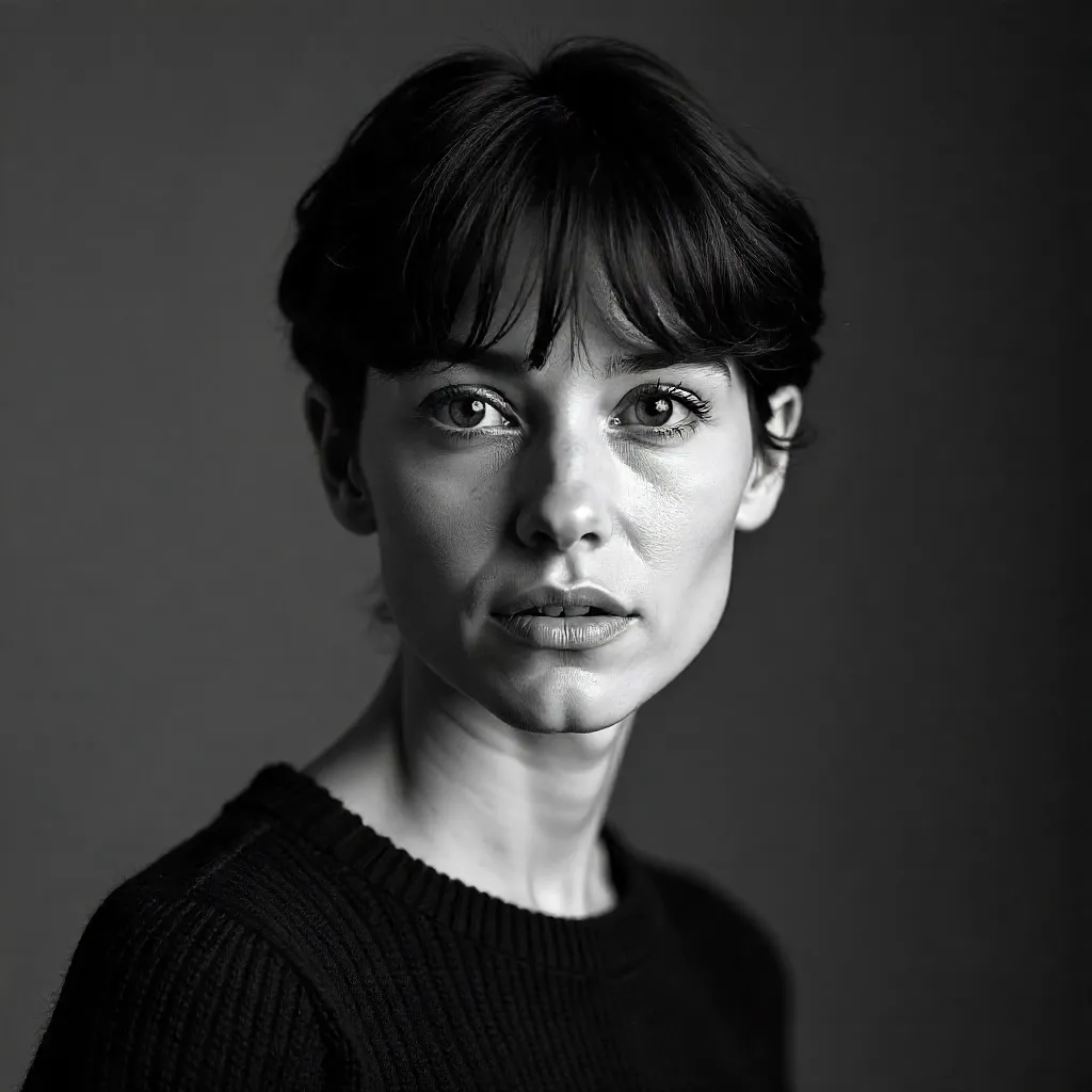Direct Gaze: B&W Portrait in a Knit Sweater