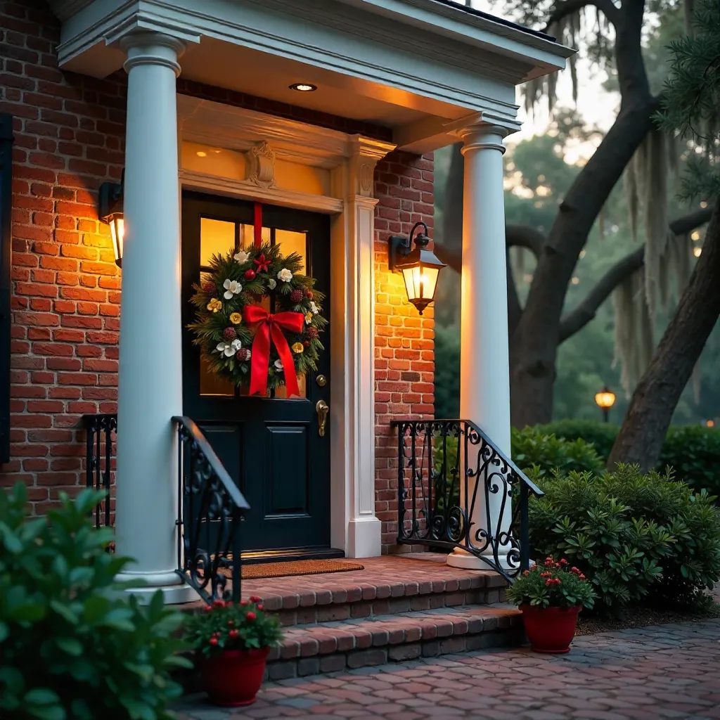Festive Charleston Entry with Christmas Wreath