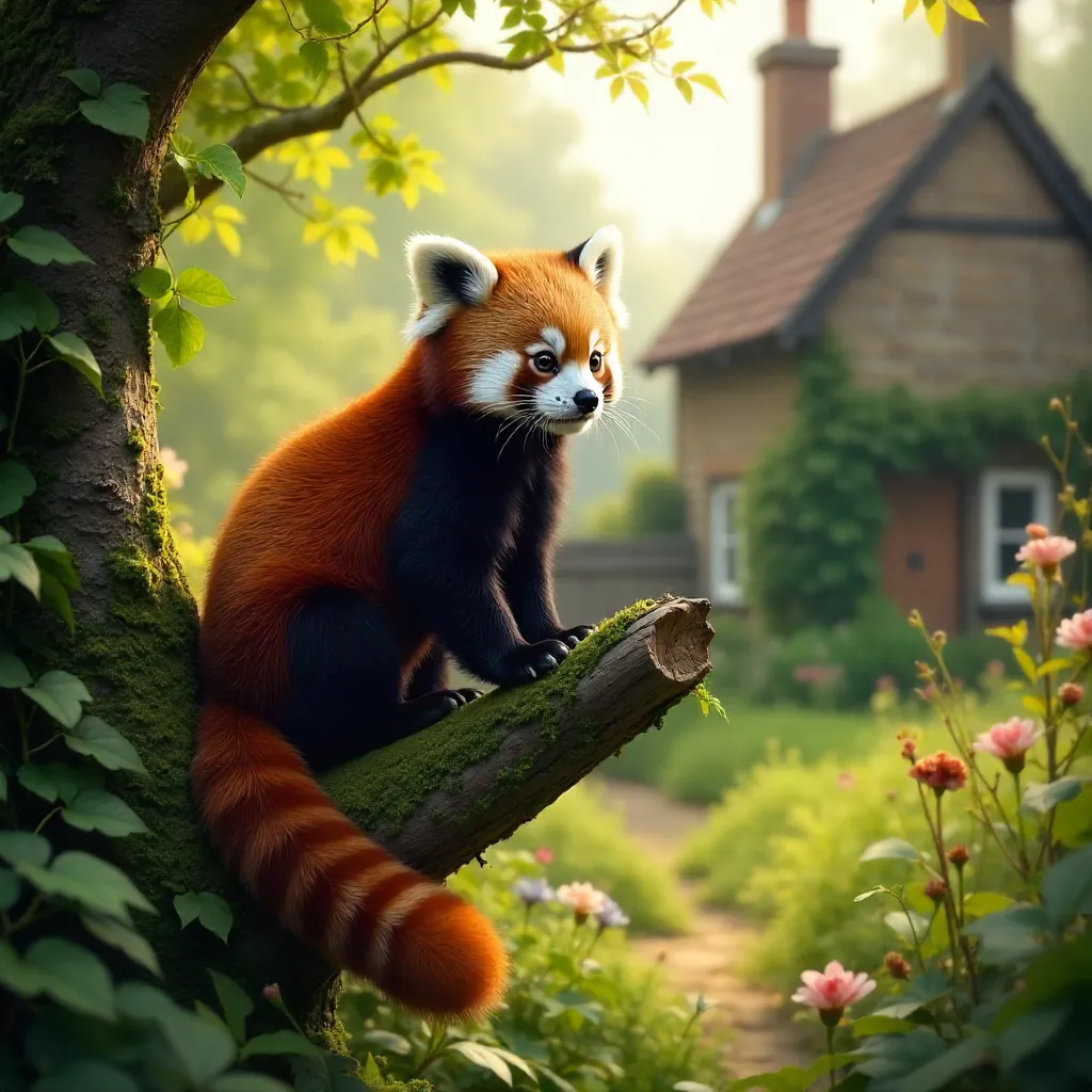 Red Panda in an English Woodland Canopy