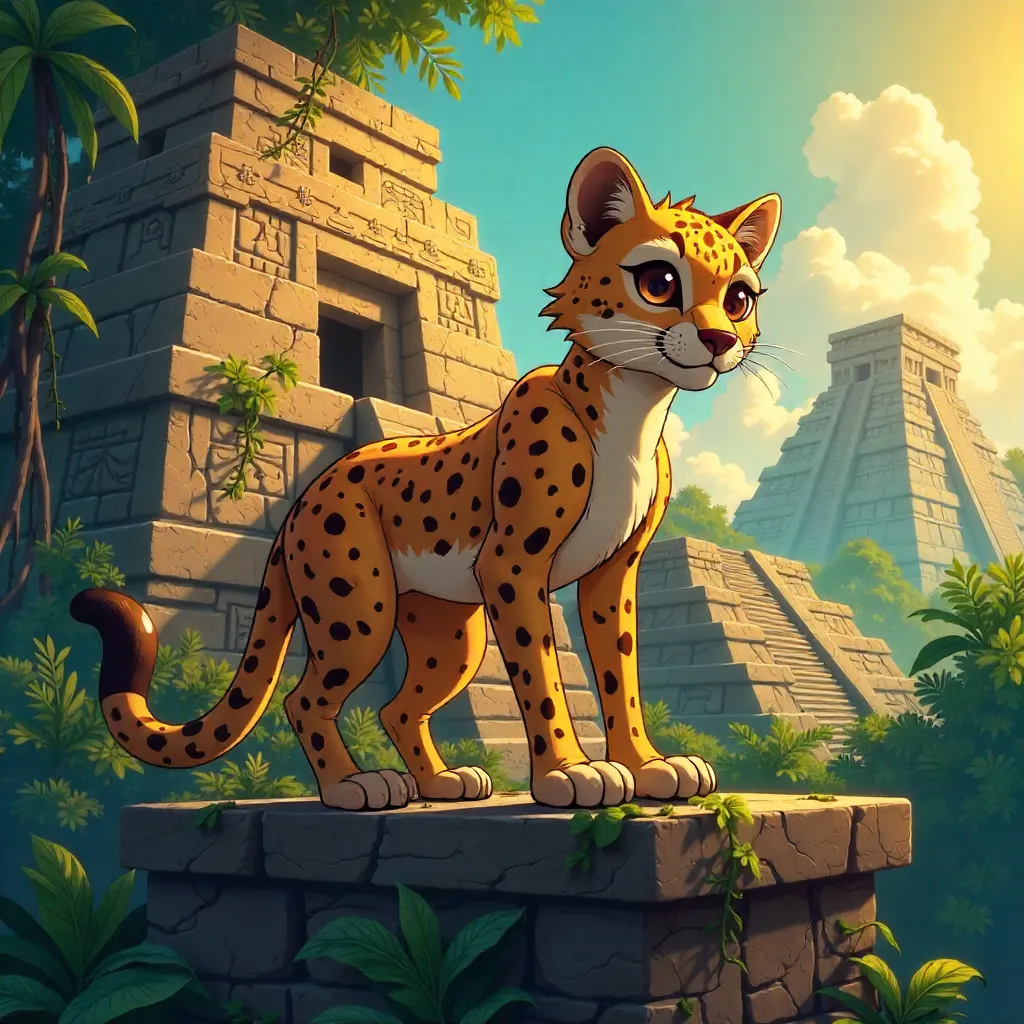 Cheetah Warrior in Anime Mayan Ruins