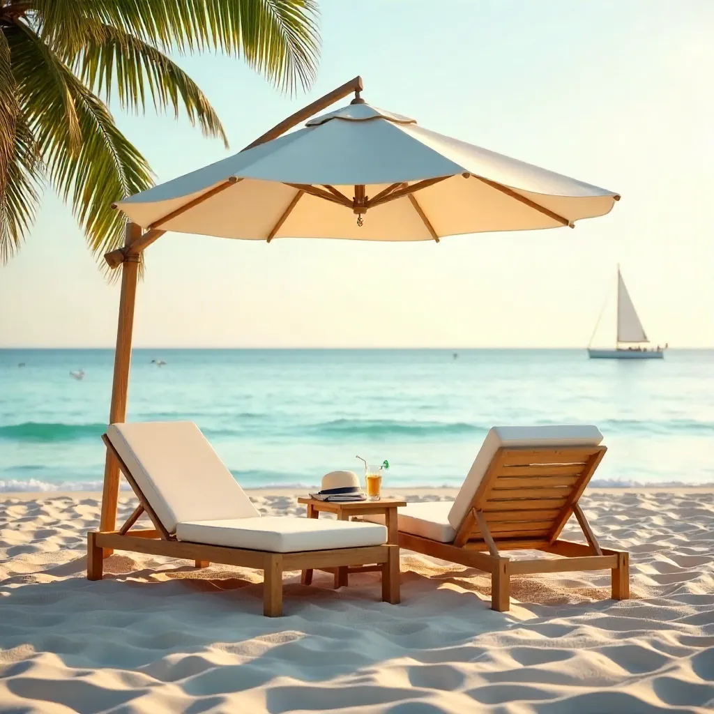 Serene Beach Chairs Under a Sunshade