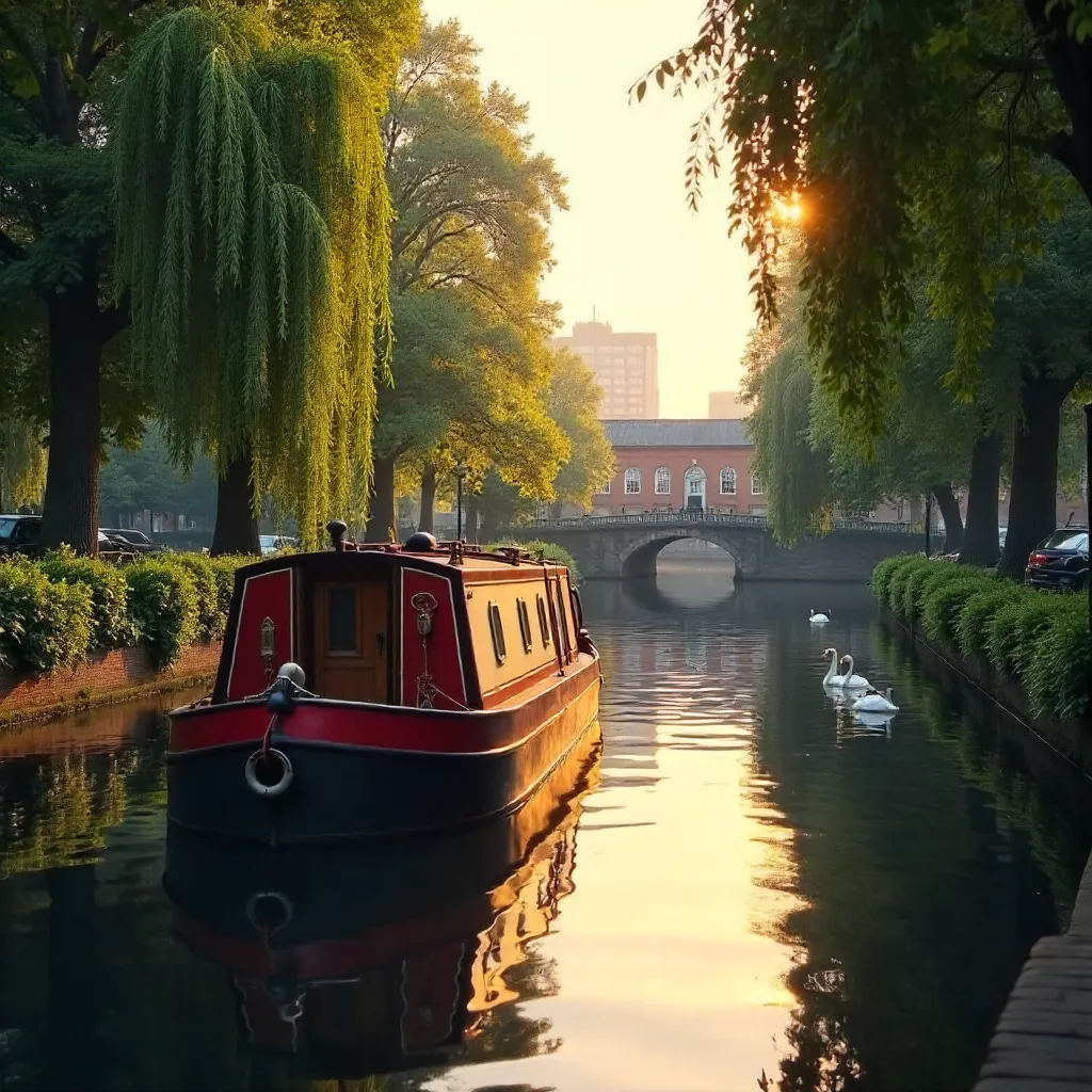 Serene London Canal with Mooring and Reflections