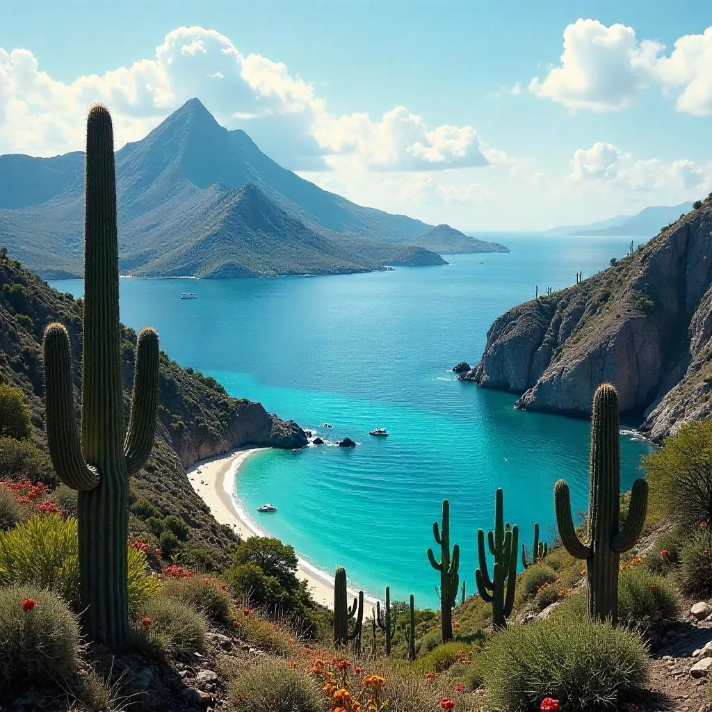 Photoreal Archipelago Among Desert Cacti