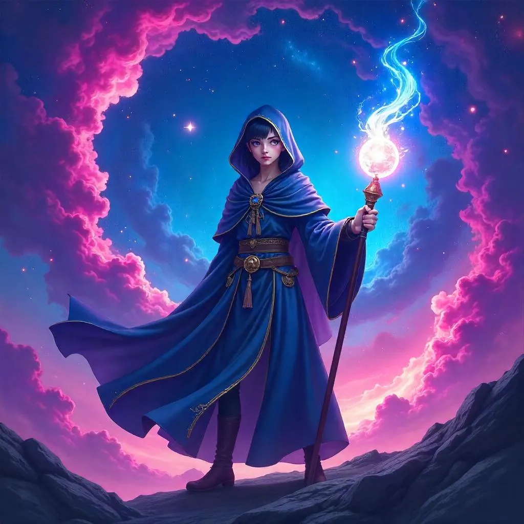Nebula Wizard: Anime Mage in a Cosmic Nebula