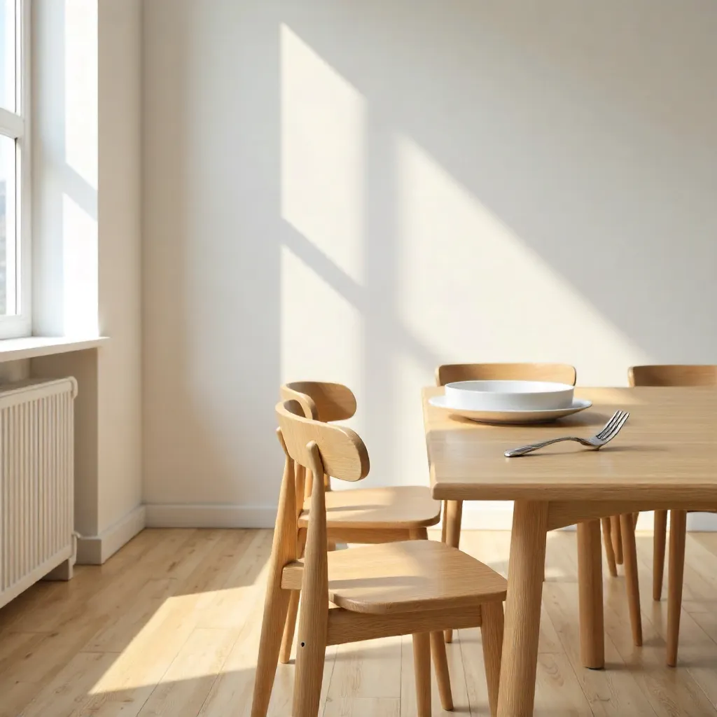 Minimalist Turkish Interior: Wooden Table with Plate