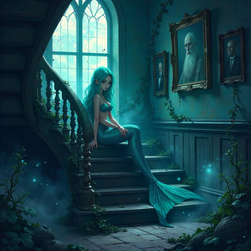 Anime Mermaid in a Haunted House: Eerie Ocean Echoes