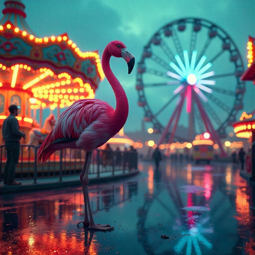 Flamingo Concept Art in an Amusement Park