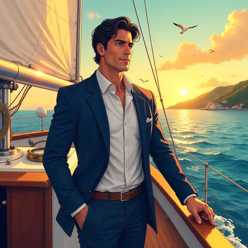 Anime Style Latino Professional on a Boat