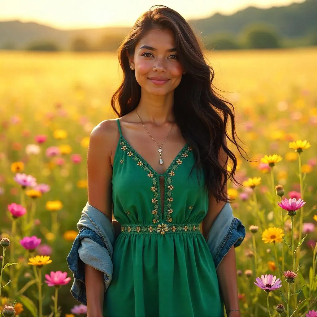 Latina Style in a Field of Flowers - Concept Art