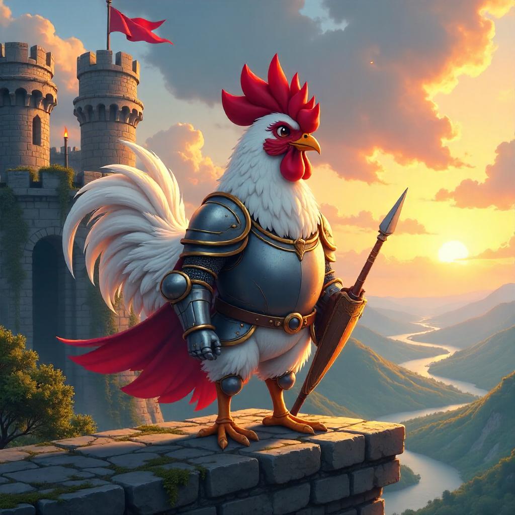 Anime Chicken Knight in a Fortress