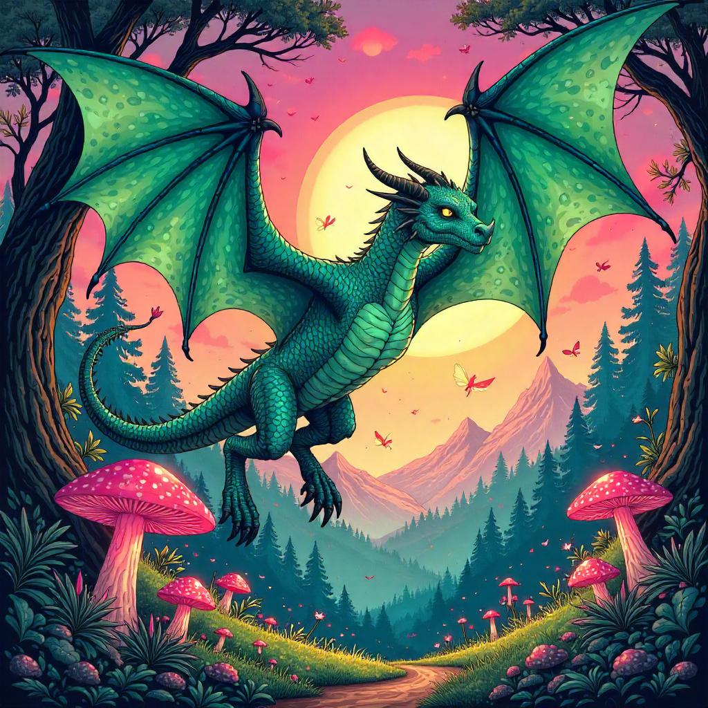 Wyvern in Fairy Wonderland — Comic Book Style