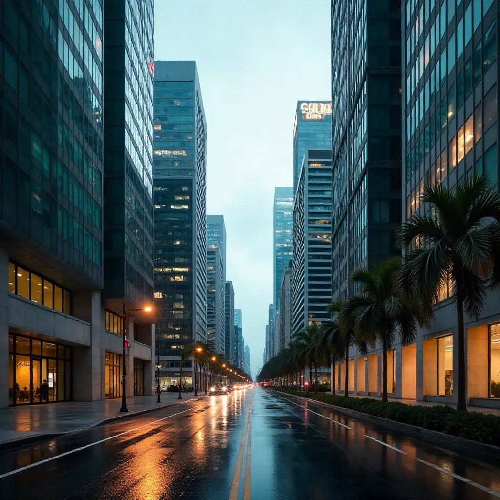 Silent Dawn Over Singapore CBD Skyscrapers