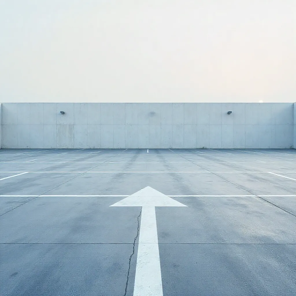 Minimalist Empty Parking Lot with Arrow