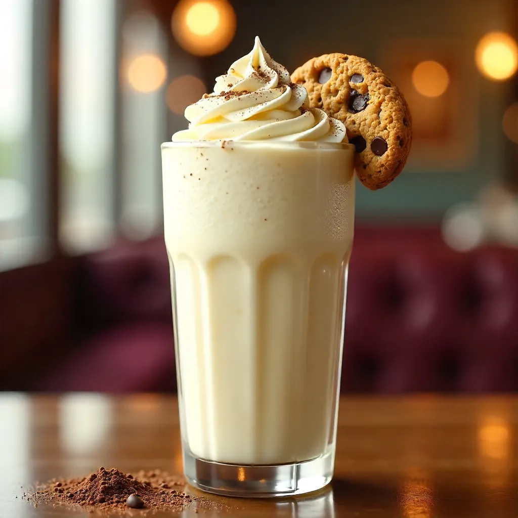 Creamy Vanilla Milkshake with Whipped Cream and Cookie