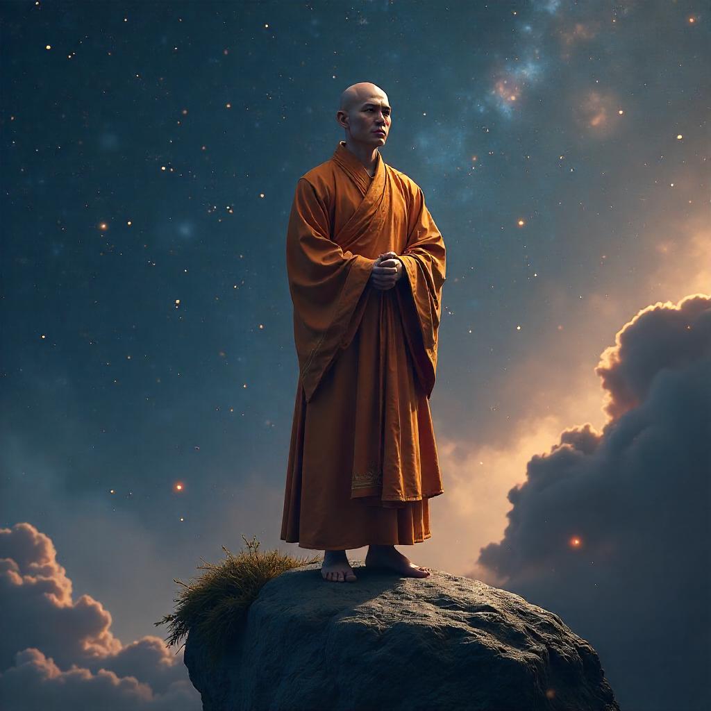 Monk Among the Stars: A 3D Render