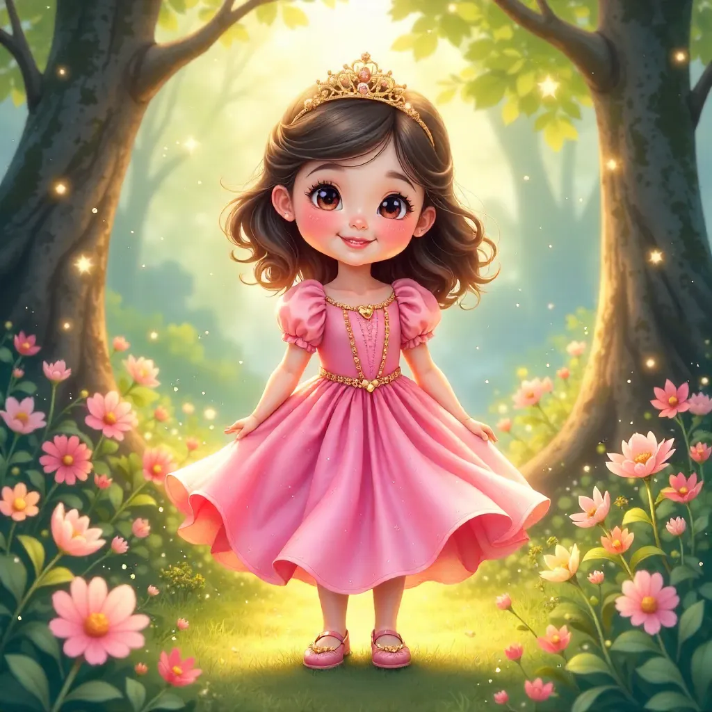 Whimsical Pink Princess Girl in Bloom