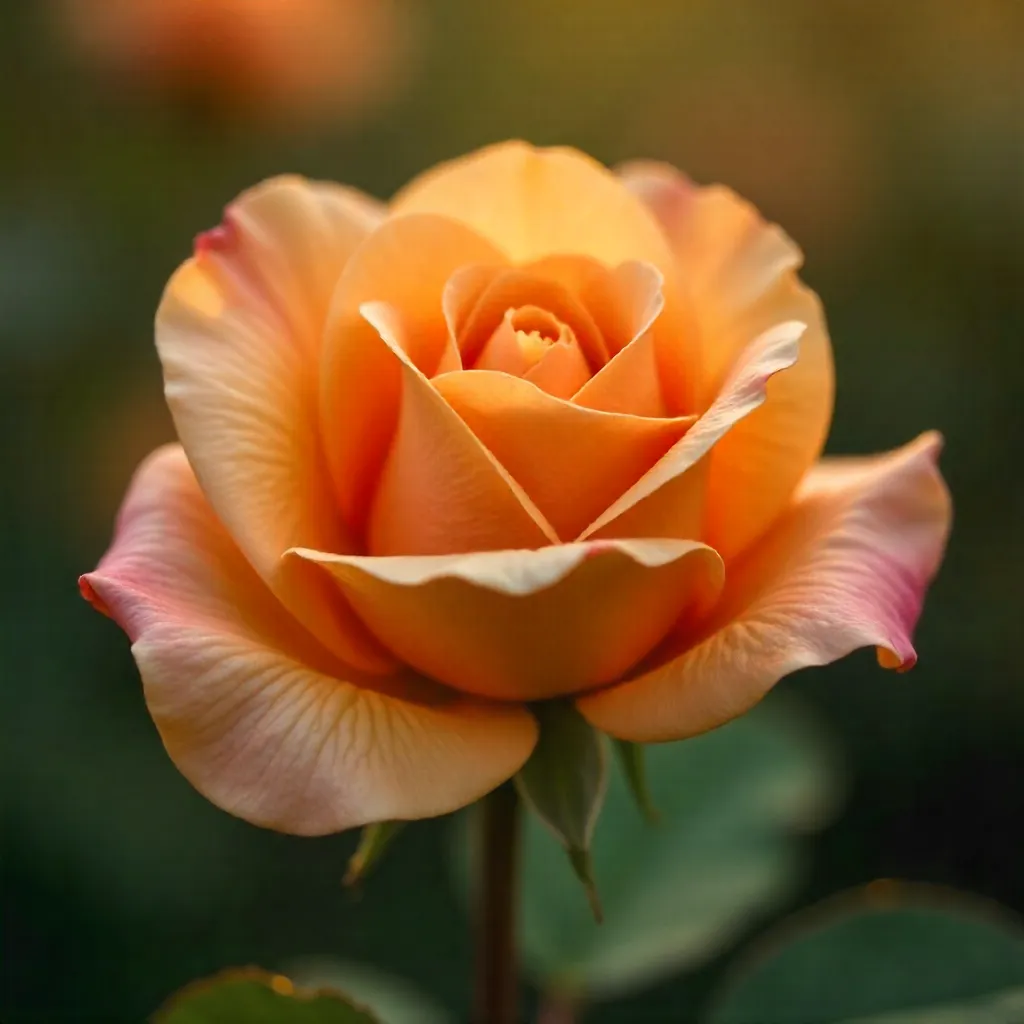 Macro Close-Up: Delicate Orange Rose in Soft Light