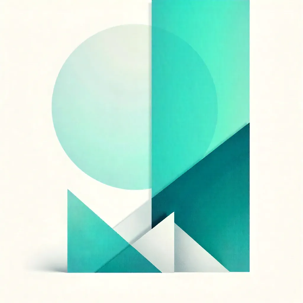 Vibrant Turquoise Geometric Minimalist Composition