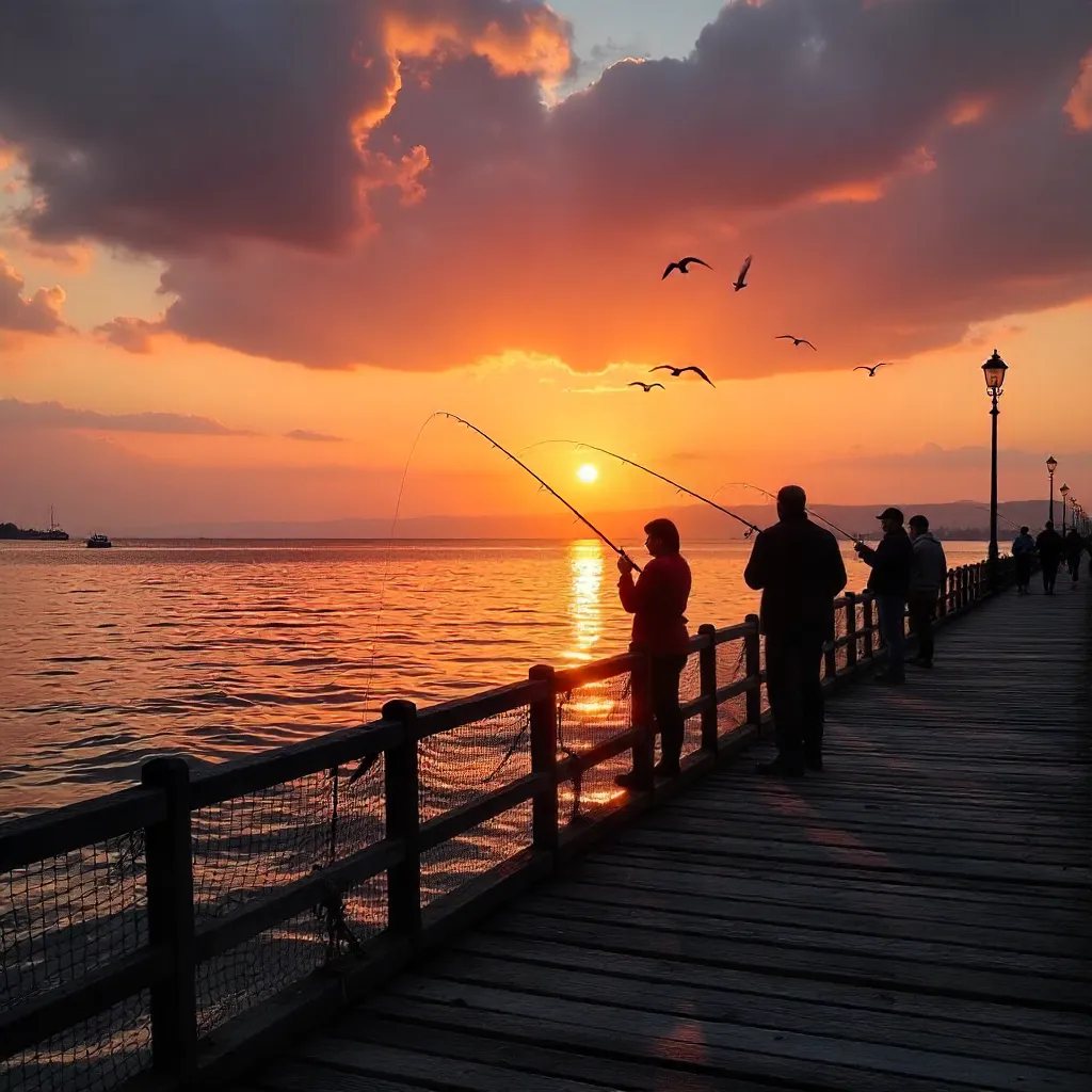 Degirmendere Sunset Pier Silhouettes