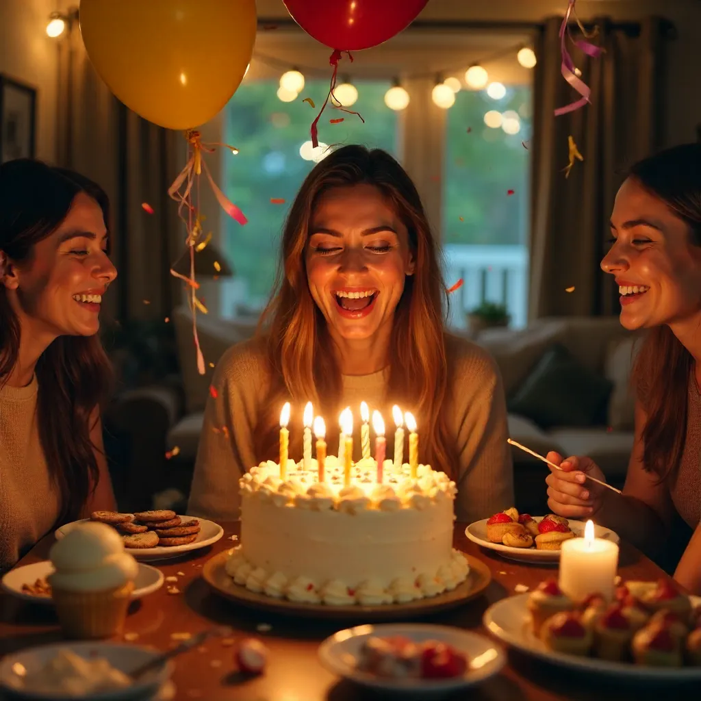 Joyful Candle Blowout with Friends at Birthday Party