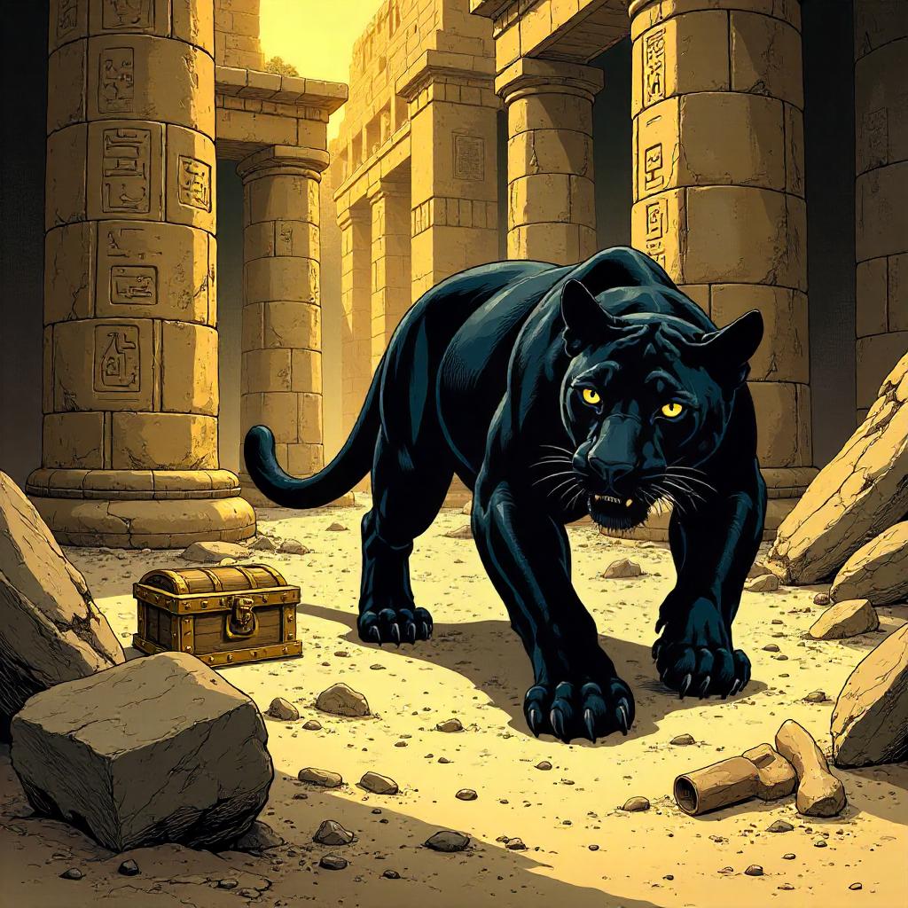 Panther Noir: Comic Action at the Temple Ruins