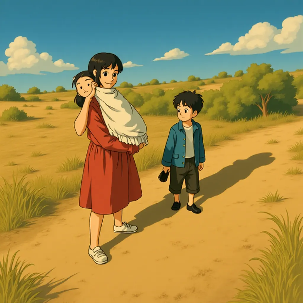 Adriana Barraza, Elle Fanning, and Nathan Gamble in Babel (2006) - Anime style