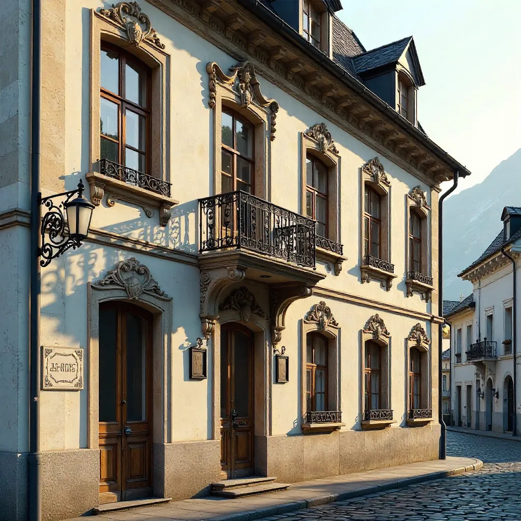 Intricate Swiss Facade Ironwork in Classic Elegance