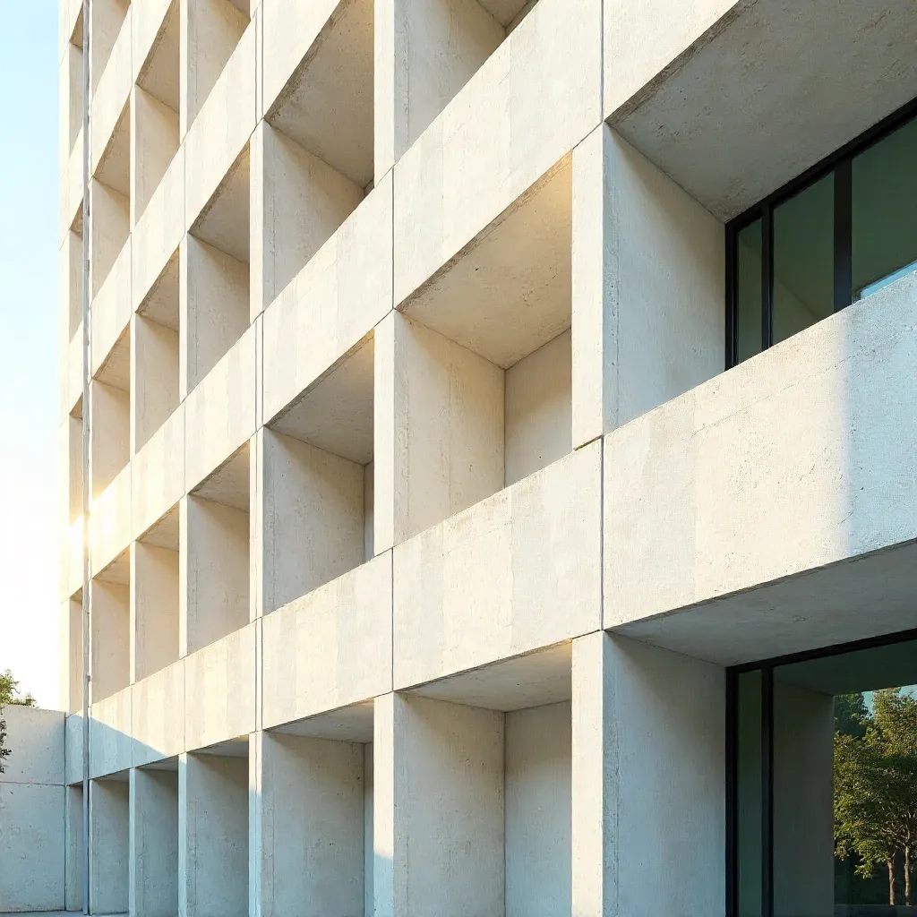 Minimalist Facade: Geometric Shadow Play