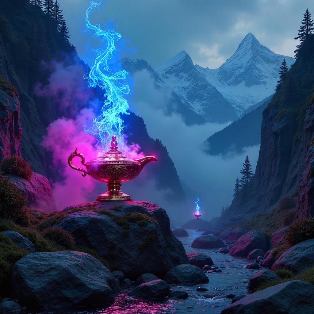 Neon Genie in the Mountain Valley