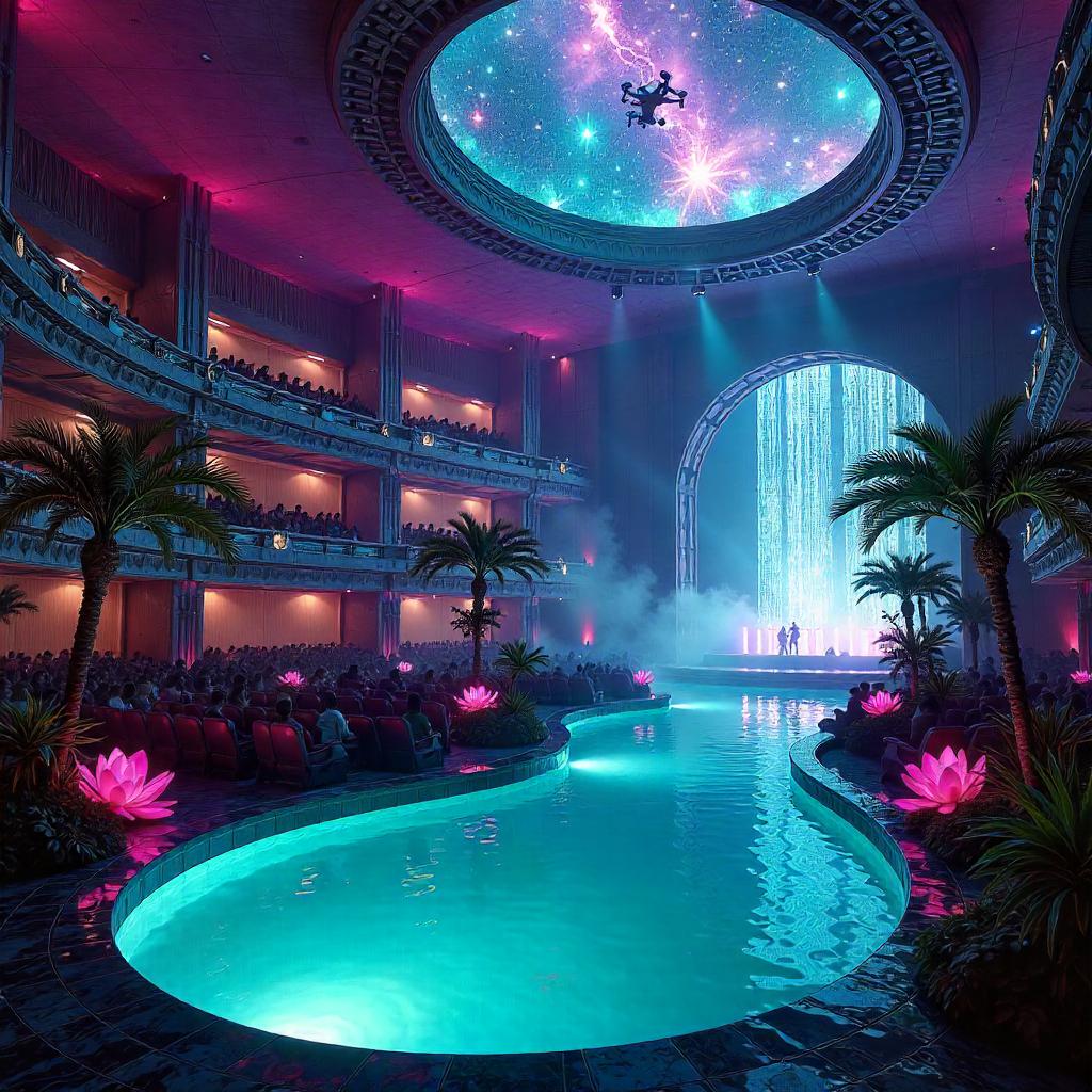 Oasis Neon in a Cyberpunk Concert Hall