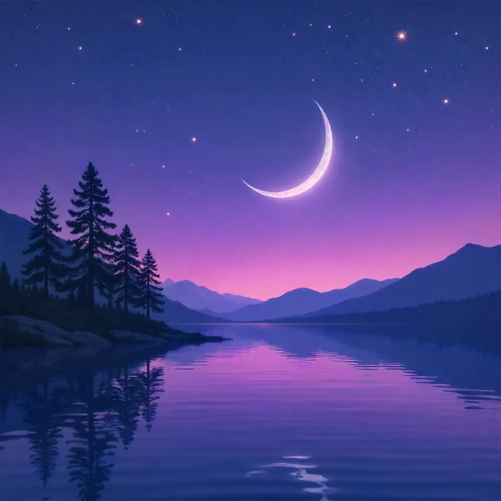 Whispering Crescent in Purple Twilight