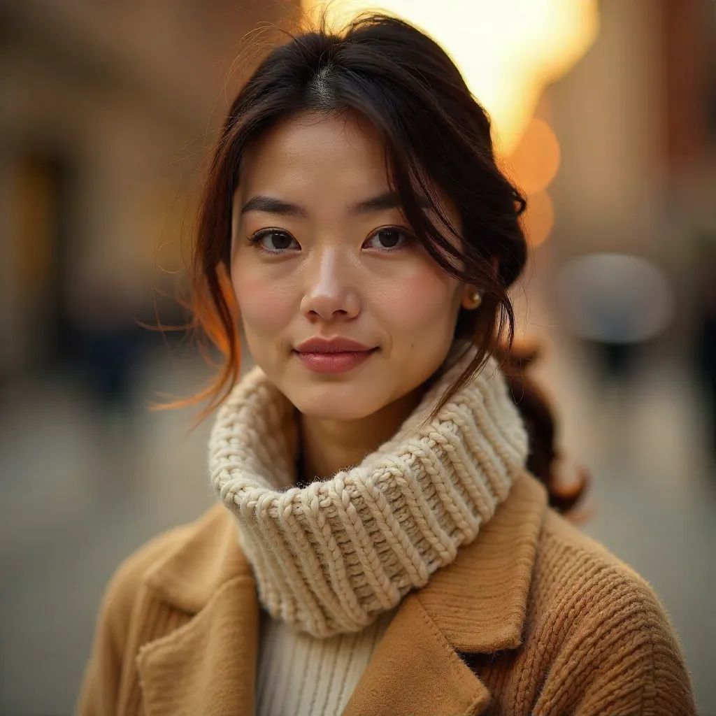 Warm Knit Elegance: Modern Fashion Portrait