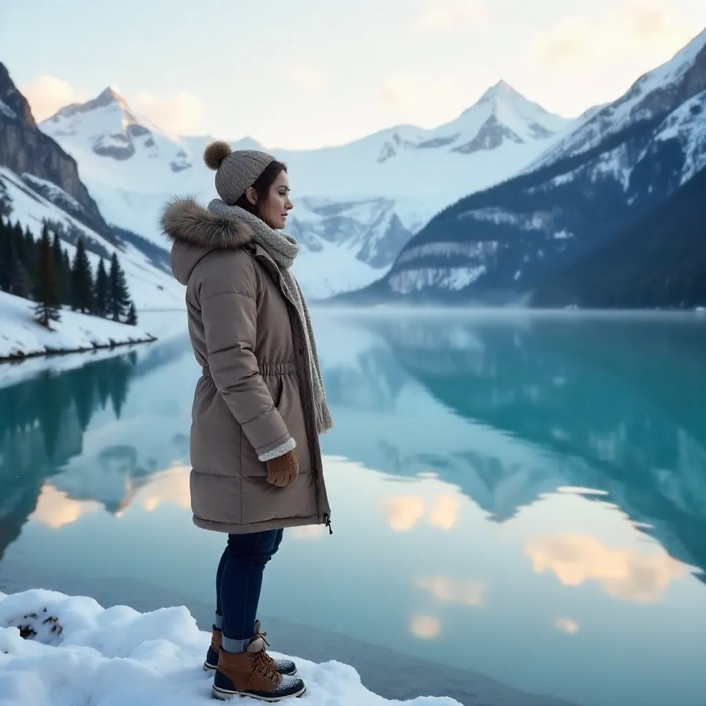 Winter Serenity by a Glacier Lake