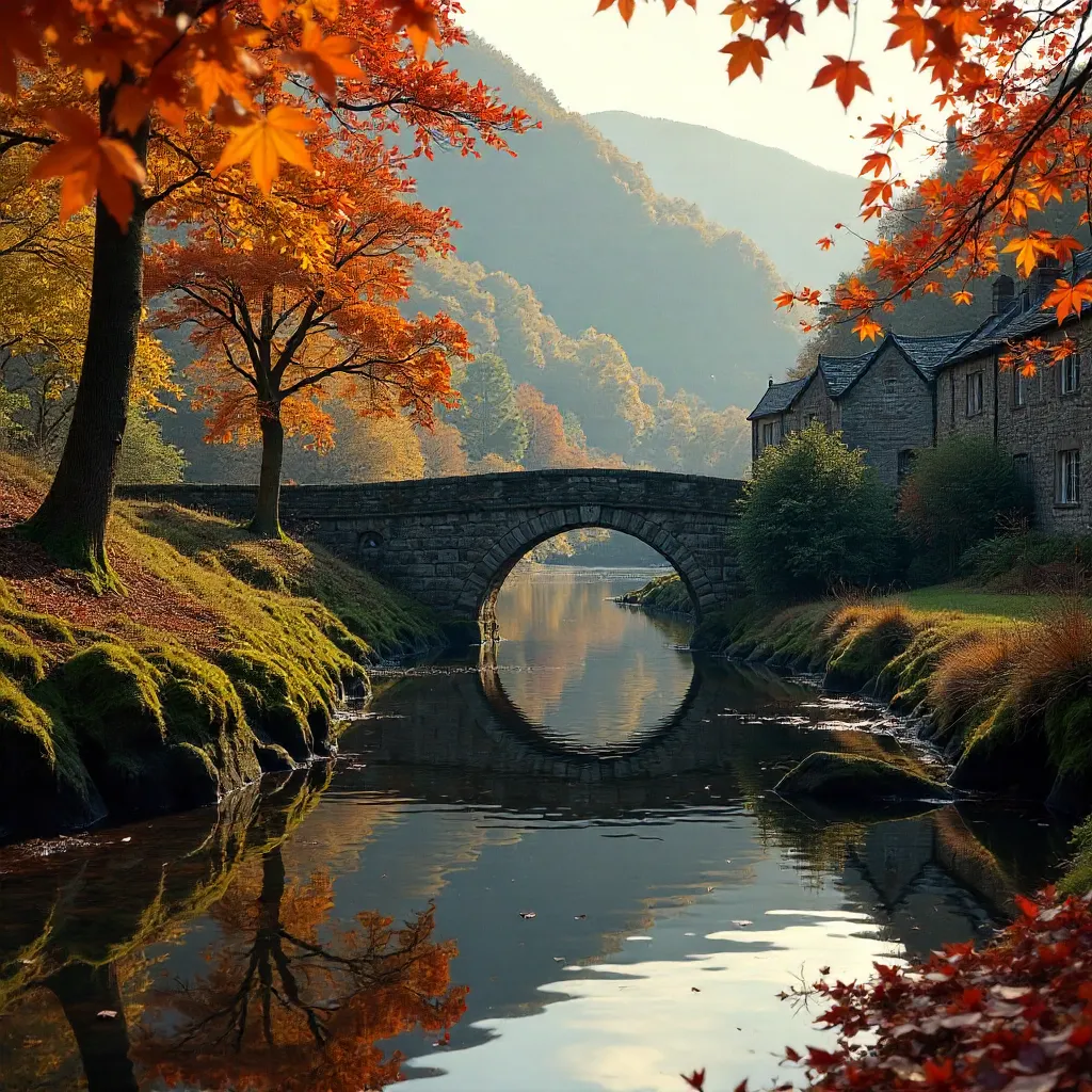 Autumn Charm Over Betws-y-Coed's Historic Bridge