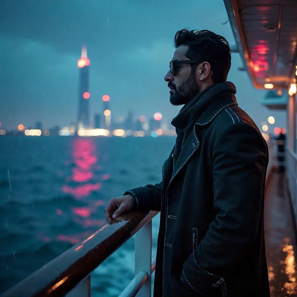Cyberpunk Emir on a Neon Cruise Ship