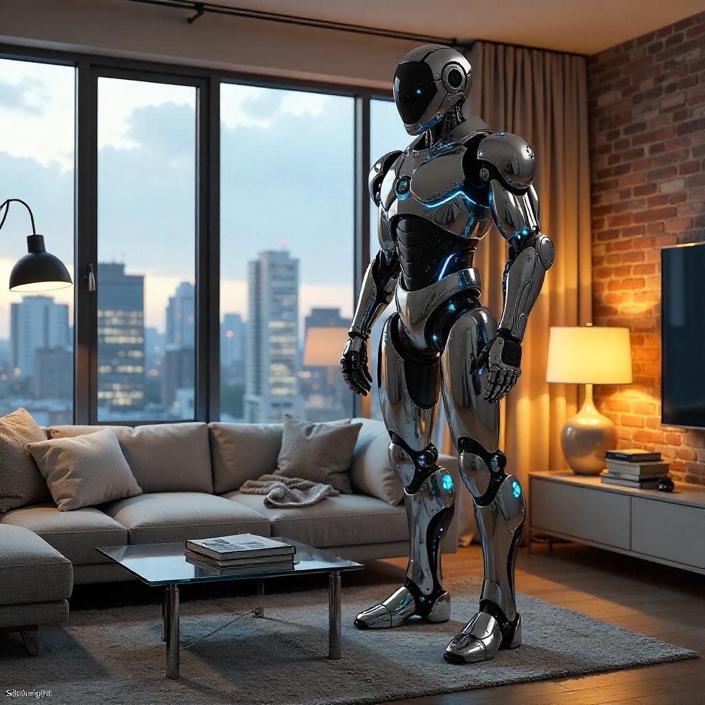 Photoreal Mech Suit in a Modern Apartment