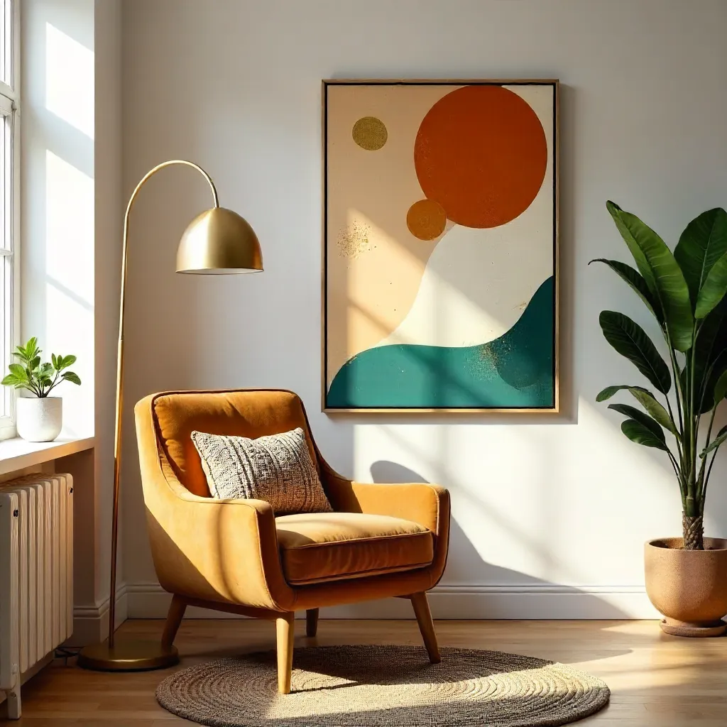 Cozy Modern Corner with Armchair and Abstract Art