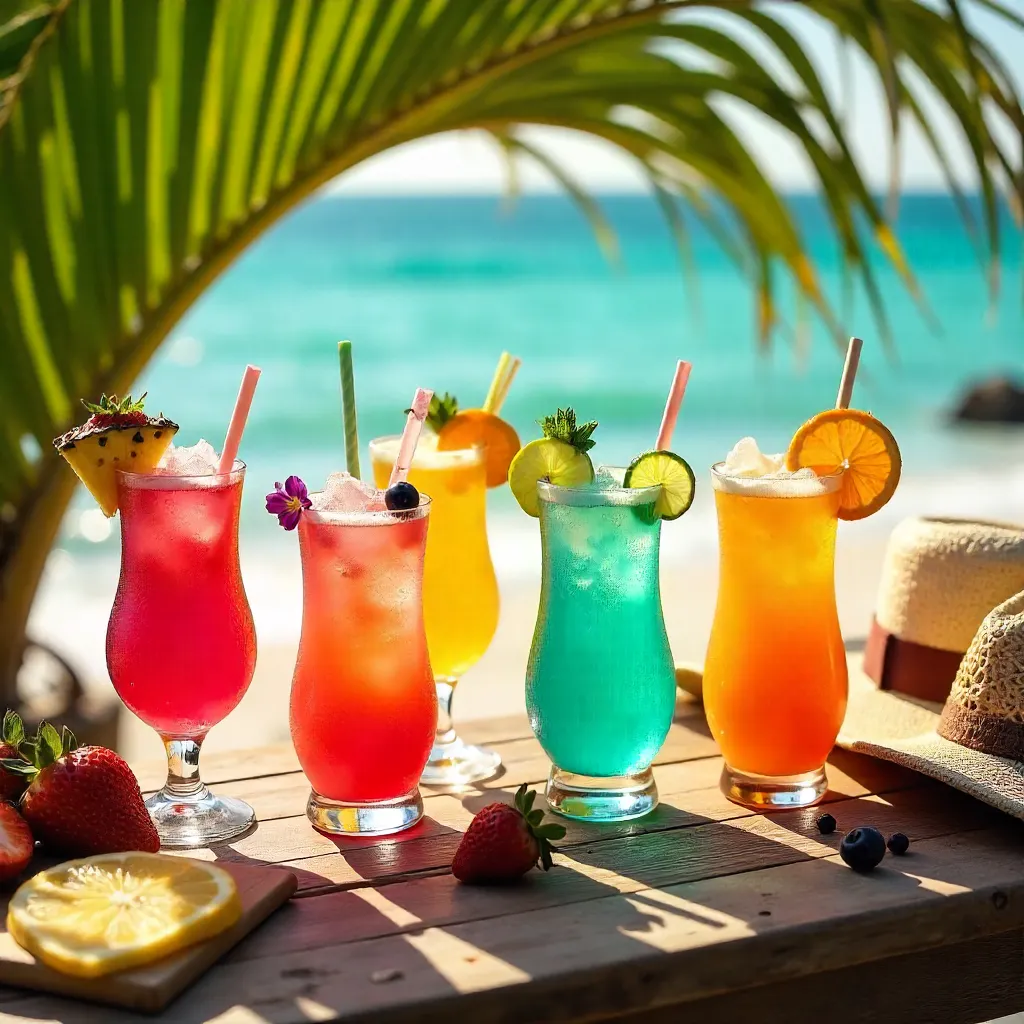 Tropical Summer Cocktails on a Palm-Fringed Terrace