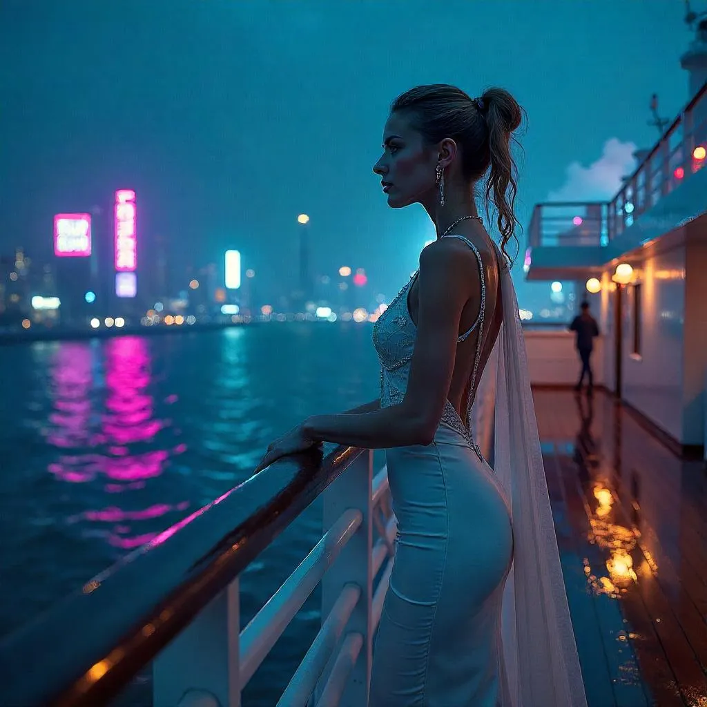 Neon Elegance Aboard a Cyber Cruise