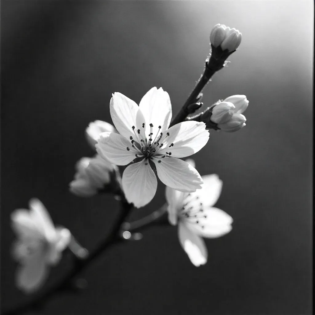 Timeless Monochrome Blossoms in Spring