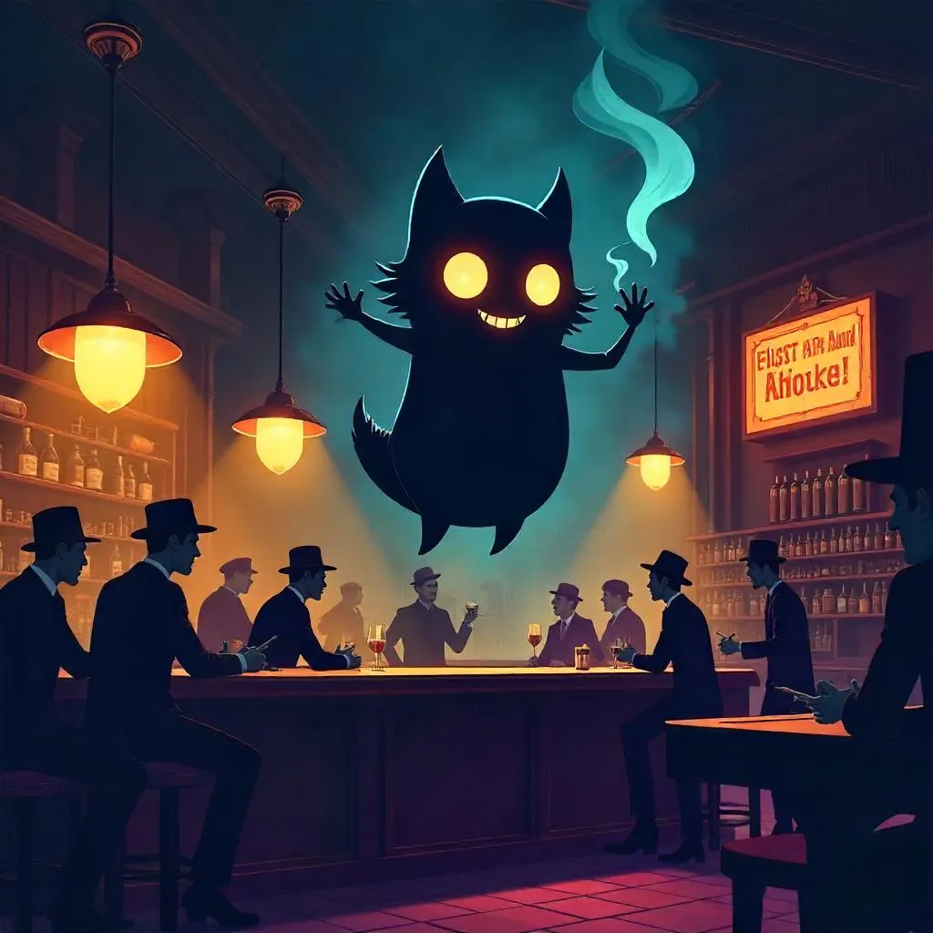 Shadow Creature in a 1920s Cartoon Speakeasy