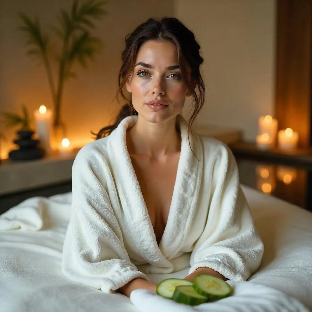 Elegant White Woman in a Tranquil Spa