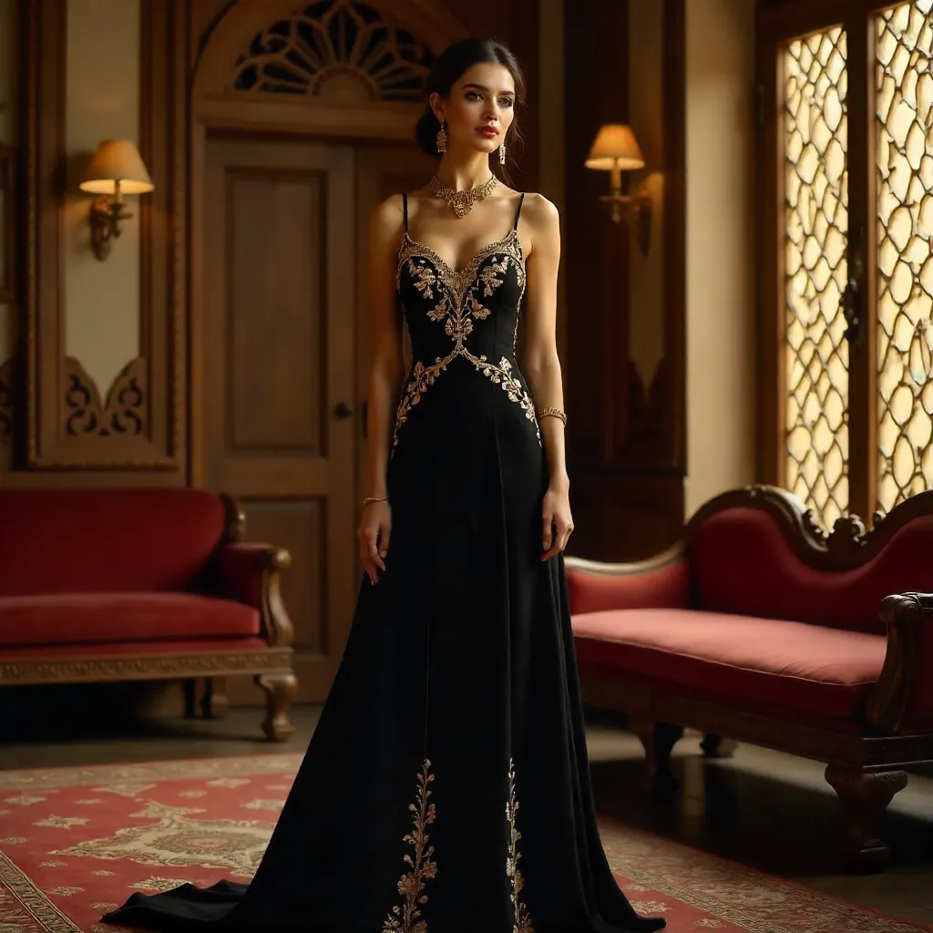Lahore Elegance: Black Embroidered Dress