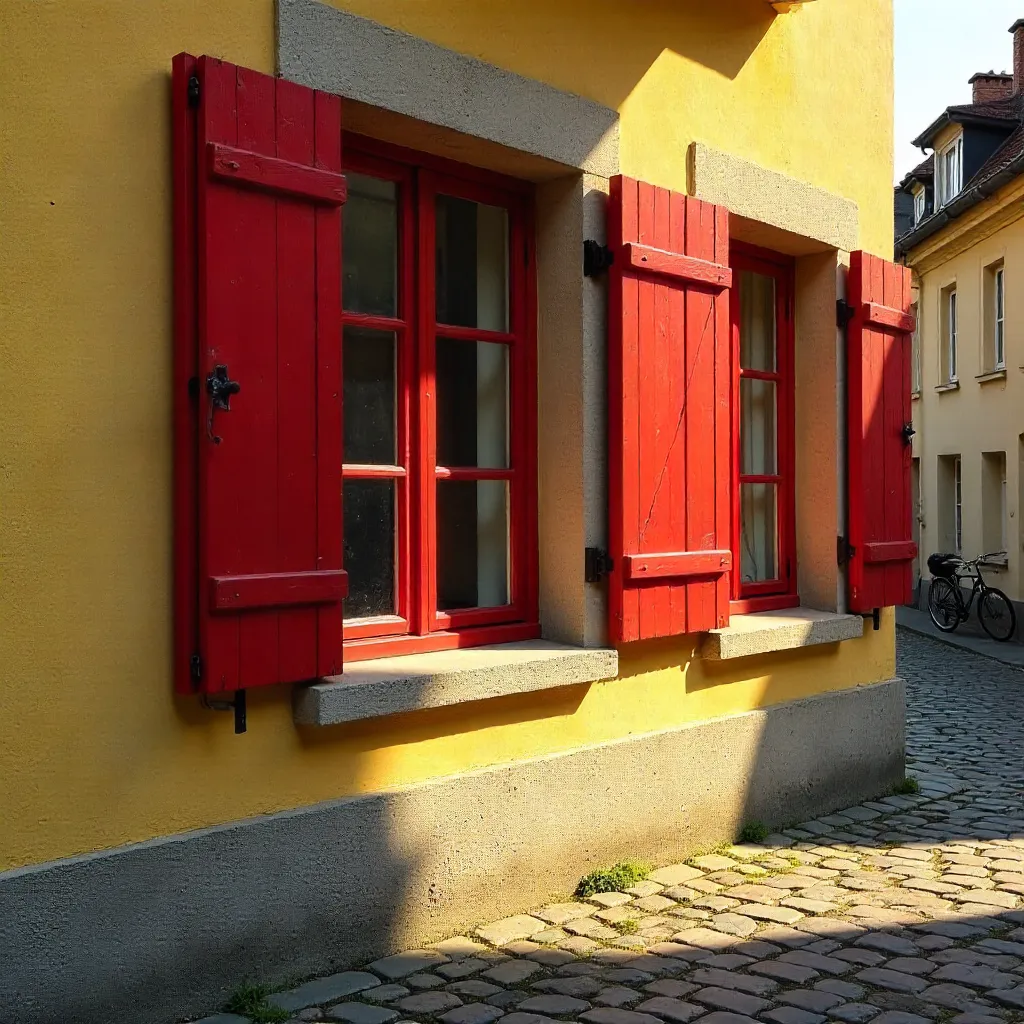 Bright Red Shutters on a Kassel Wall
