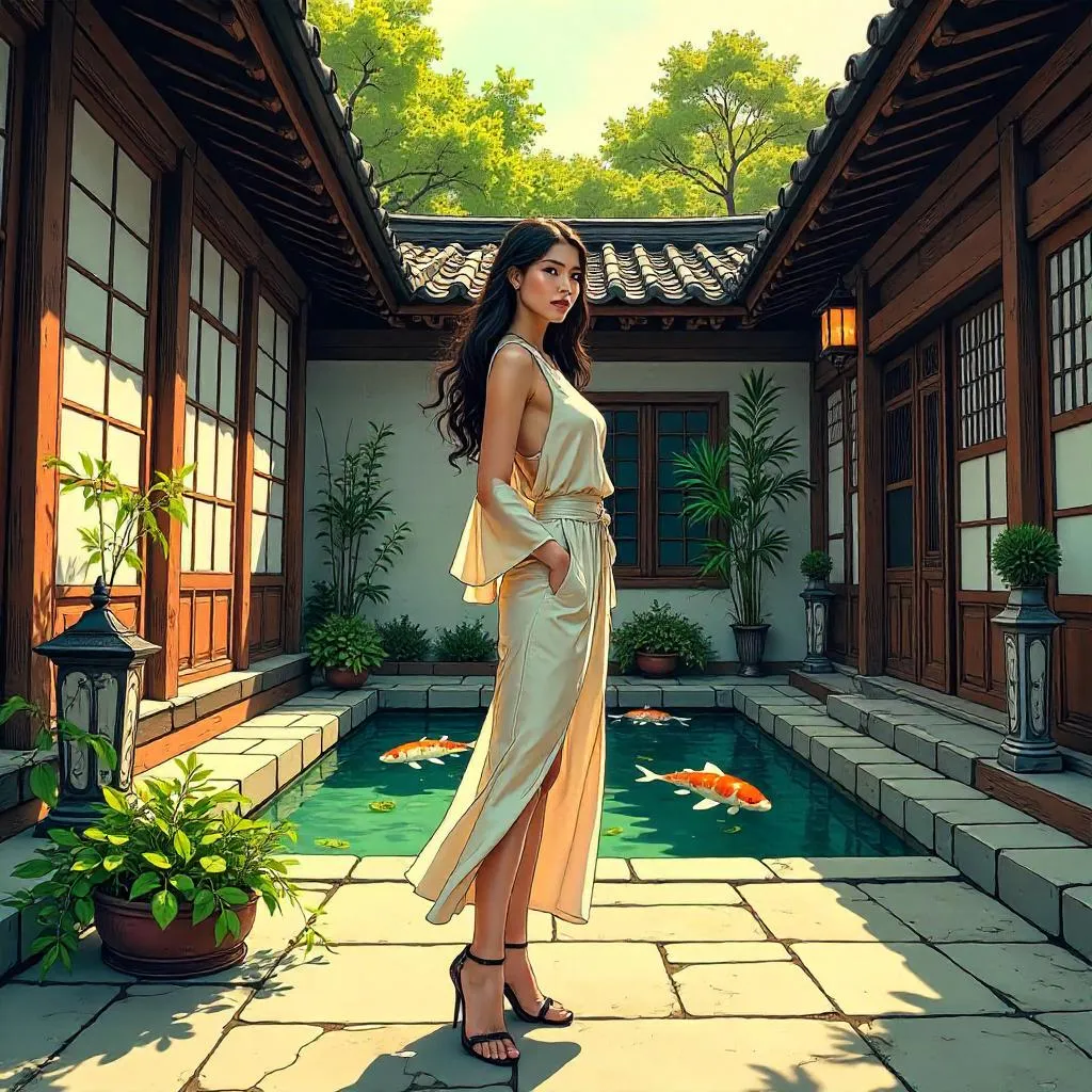 Courtyard Heroine: Elegant East Asian Woman in Comics