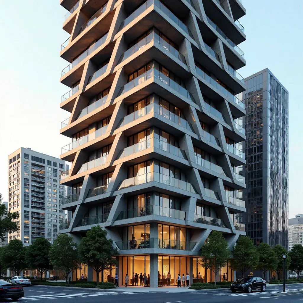 Tessellated Balconies on a Modern High-Rise Facade
