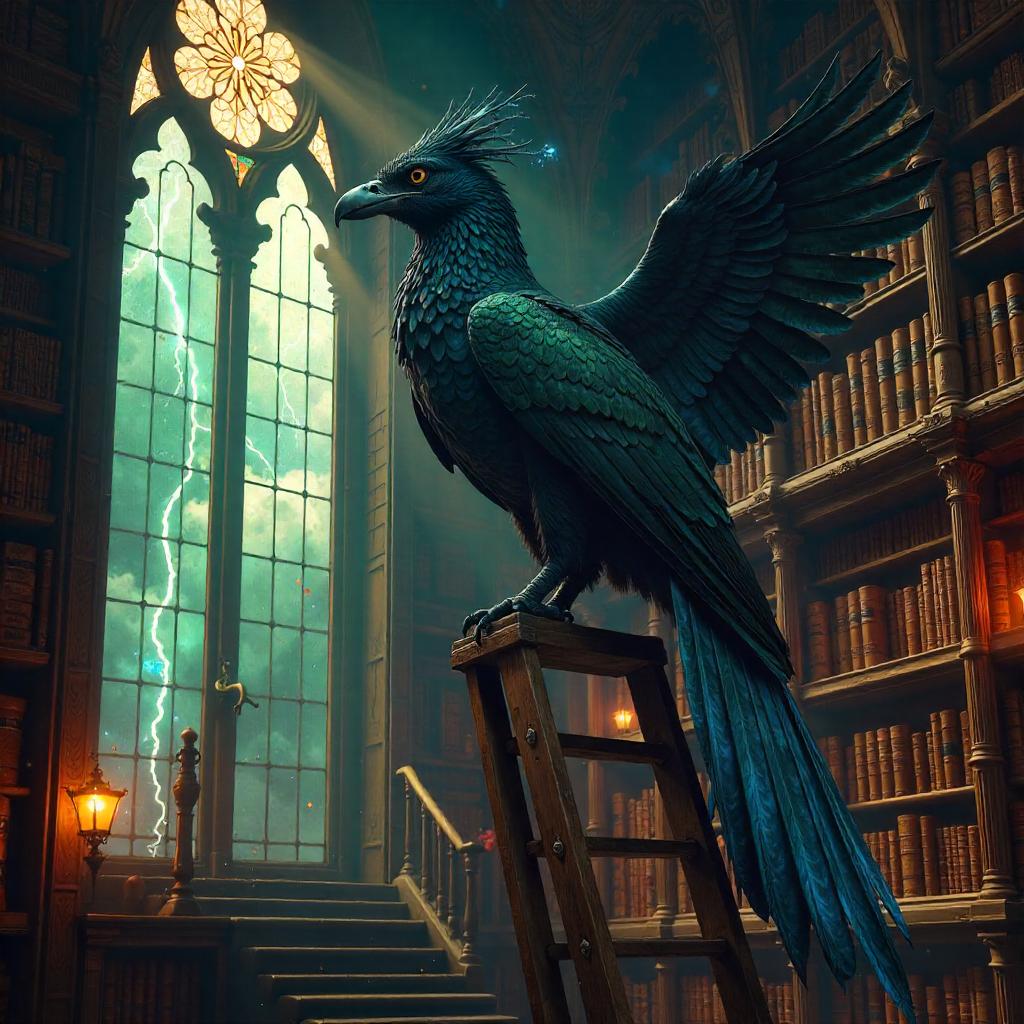 Thunderbird in an Ancient Library (Photorealistic)