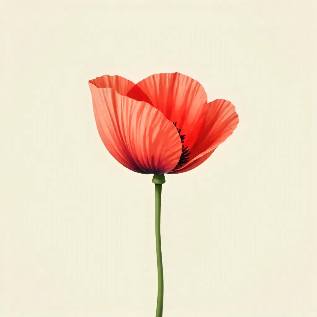 Minimalist Poppy Bud Bloom on Light Background