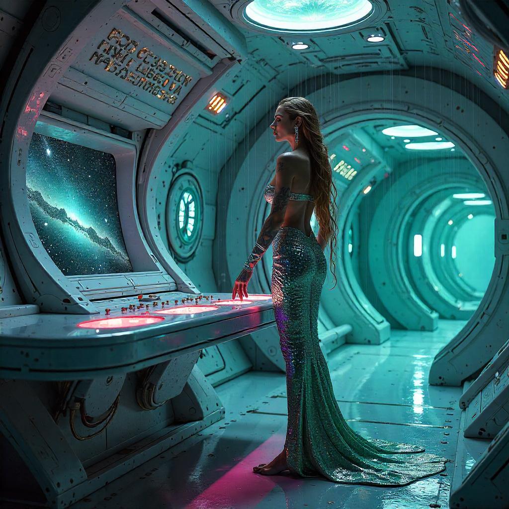 Siren in a Photorealistic Alien Ship